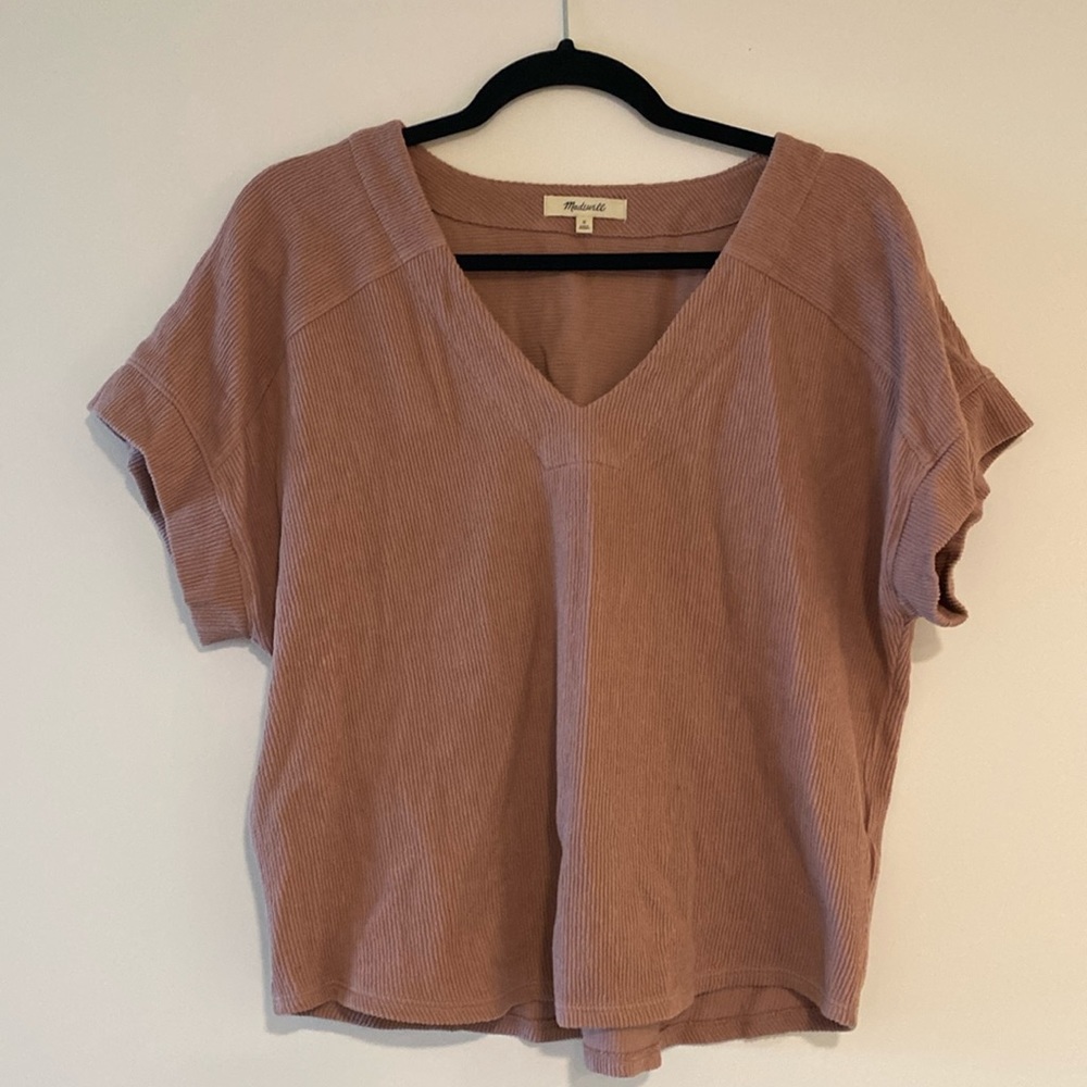 Madewell dark pink ribbed tee